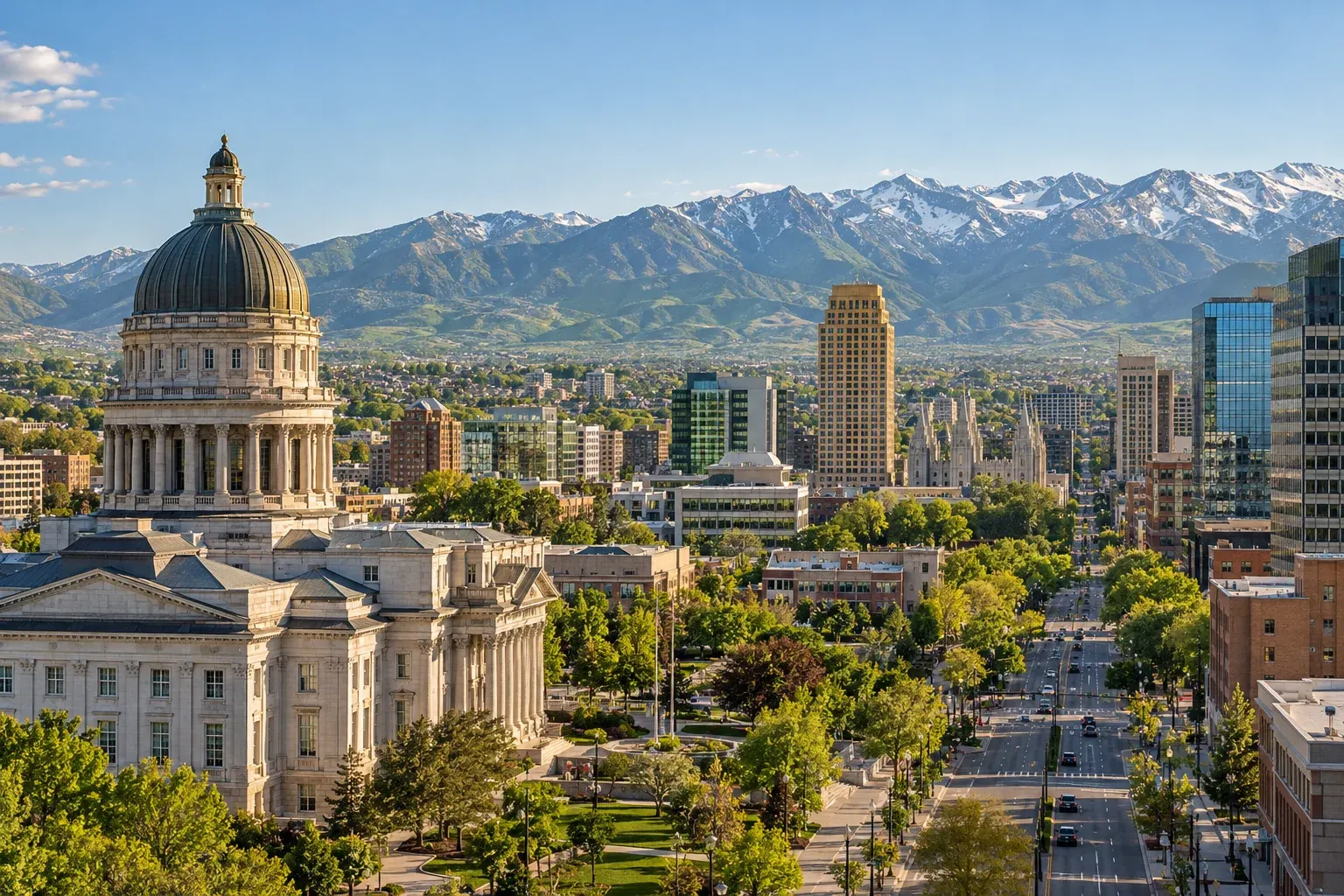 Utah State Capitol and downtown Salt Lake City