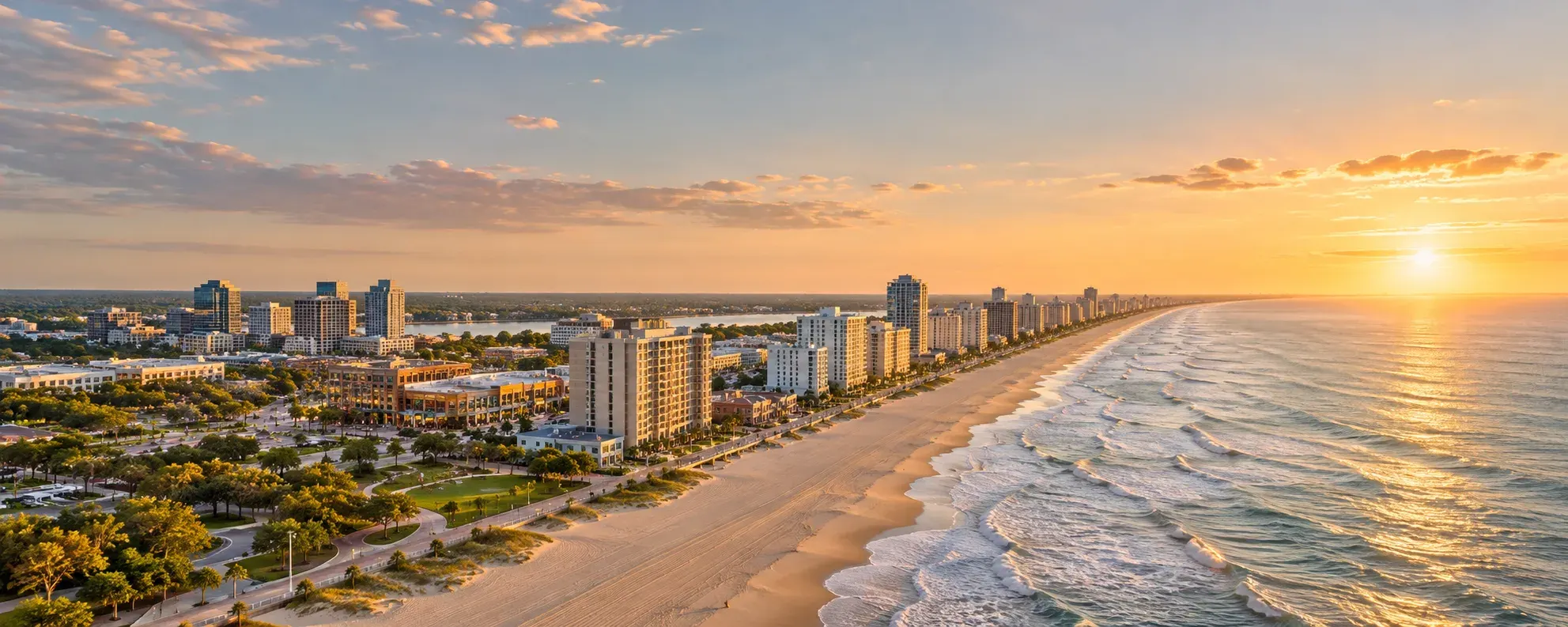 Virginia Beach oceanfront at sunrise, where DevSolutionsAI provides AI services in Virginia Beach