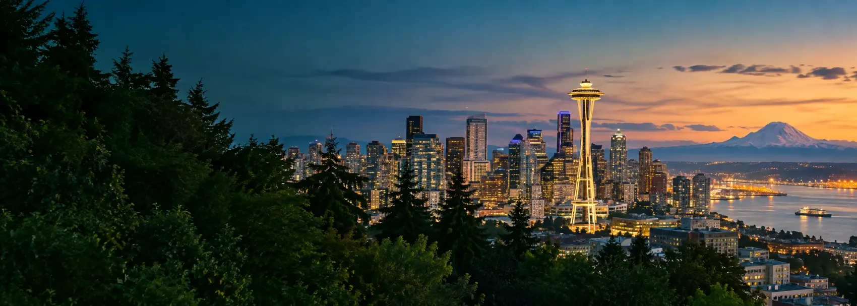 Washington city skyline at dusk