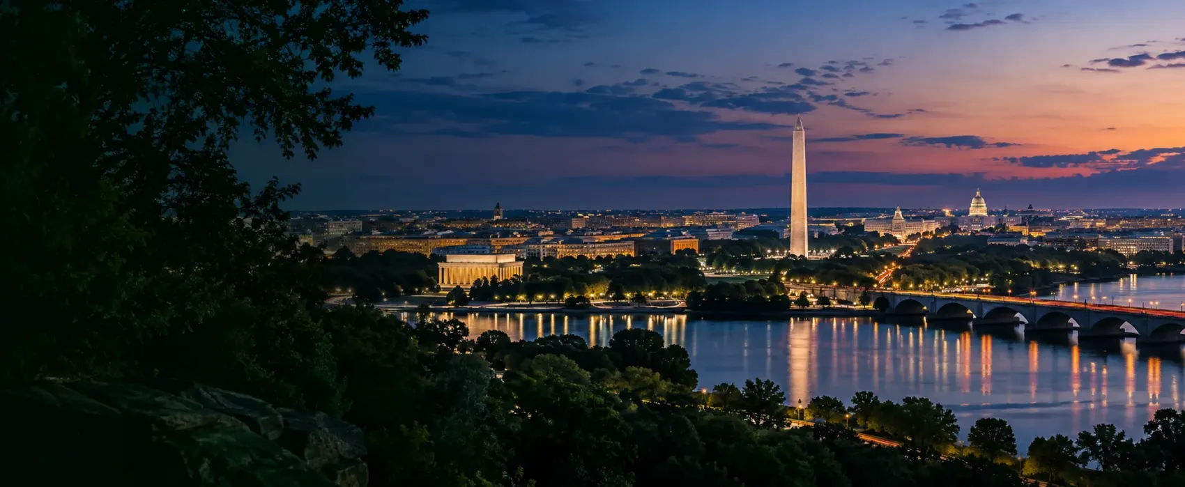 Washington, D.C. skyline at dusk